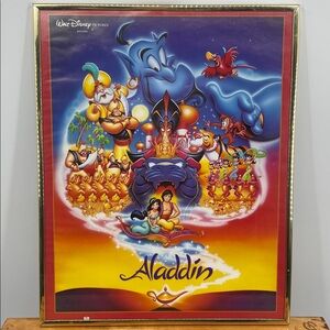 Vintage 90’s Disney Aladdin Poster Framed 16x20